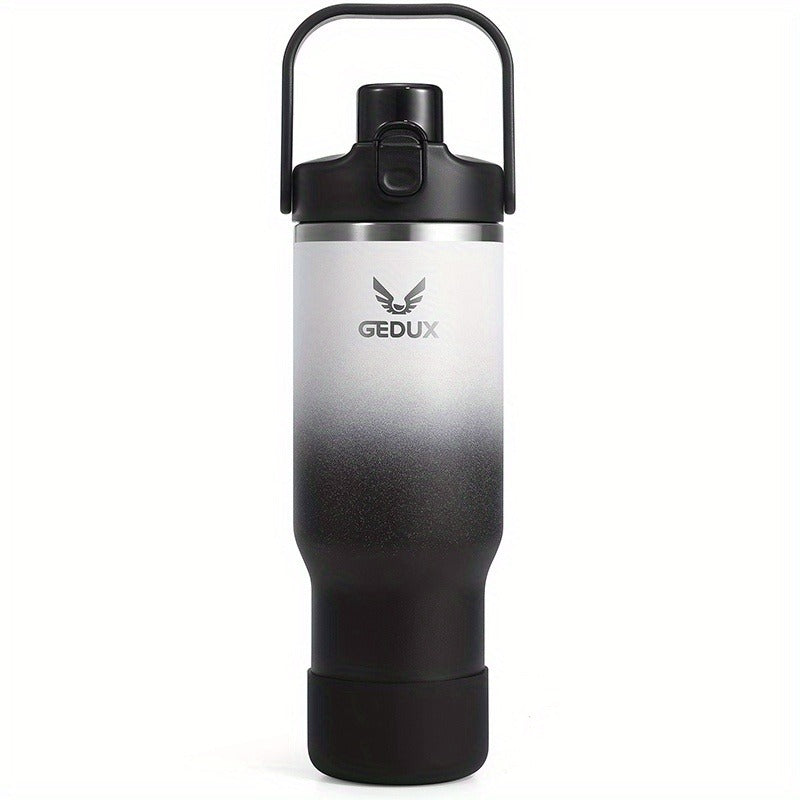 Vacuum Insulated Tumbler 32oz Stainless Steel with Handle Straw 2-in-1 Lid Chug Straw Lid Silicone Boot Matte Finish Keeps Drinks Cold Hot for Travel Gym Outdoor