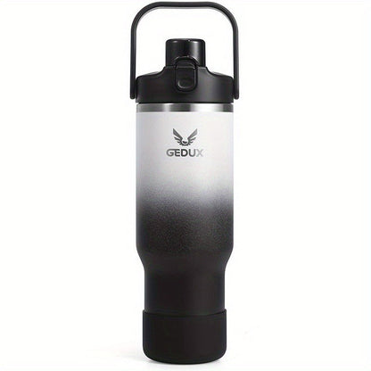 Vacuum Insulated Tumbler 32oz Stainless Steel with Handle Straw 2-in-1 Lid Chug Straw Lid Silicone Boot Matte Finish Keeps Drinks Cold Hot for Travel Gym Outdoor