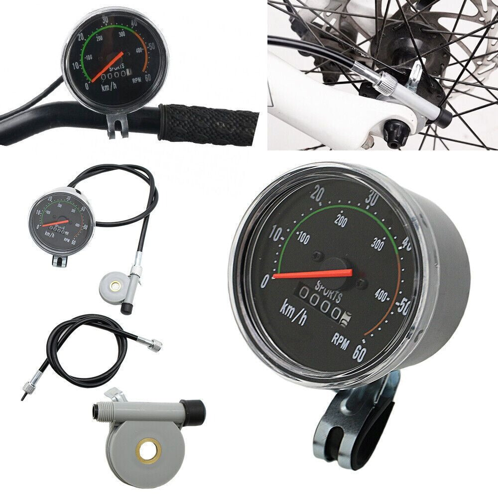 Bicycle Speedometer Classic Chrome Bezel Kit - Black, Left/Right Mountable, Fits 26/27.5/28/29 Inch Handlebars, General Bike & Exercycle