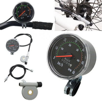 Bicycle Speedometer Classic Chrome Bezel Kit - Black, Left/Right Mountable, Fits 26/27.5/28/29 Inch Handlebars, General Bike & Exercycle