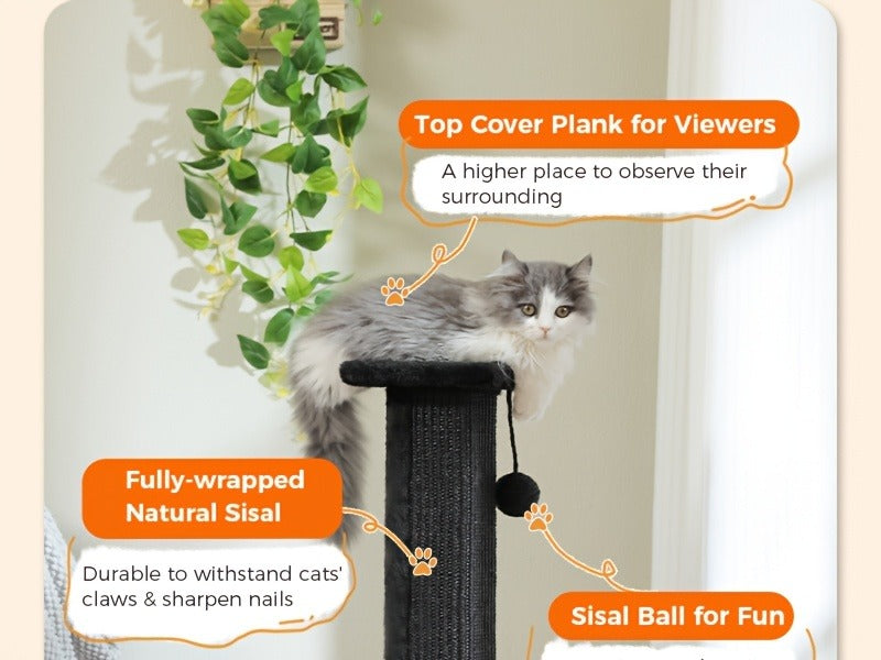 Cat Scratching Post Multi-Tier Sisal Tower for Indoor Cats – 18.9" & 32" Cat Tree with Hanging Ball Toy, Natural Sisal Rope, Sturdy Base – Green, Brown, Gray, Black, Beige Options