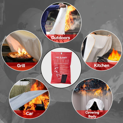 Fiberglass Fire Blanket for Home Kitchen Camping – Emergency Fireproof Blanket, Flame Retardant Heat Resistant, 39x39 Inch – 1/2/4/8/12 Pack