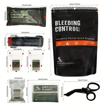 IFAK Trauma Kit Compact Black – Survival First Aid Kit with Bandages, Compressed Gauze & Scissors for Car, Family Trips, Outdoor Adventures, Hiking & Emergency Preparedness