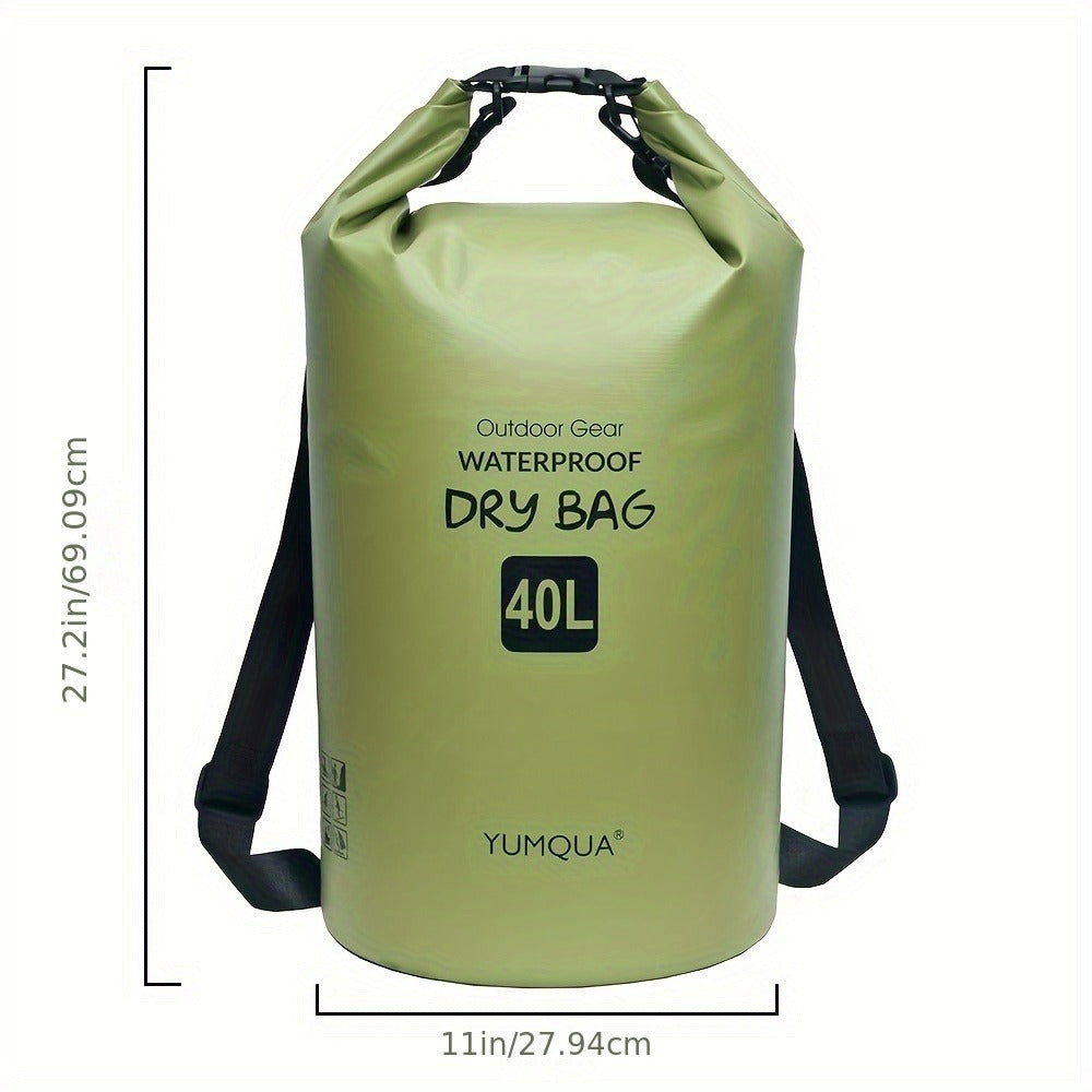 Waterproof Dry Bag Backpack 40L Roll Top Lock Closure PVC Floating Storage Bag for Kayaking Boating Swimming Hiking Camping Fishing Black Army Green Blue Yellow