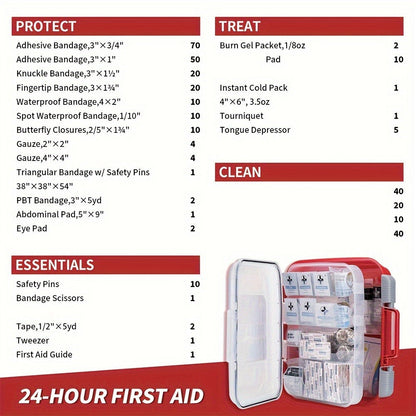 OSHA First Aid Kit All-Purpose – Premium Medical Supplies for Home, Office, Outdoor & Emergency Use with Bandages, Gauze, Burn Gel, Cold Pack & Gloves, OSHA Compliant Professional Kit