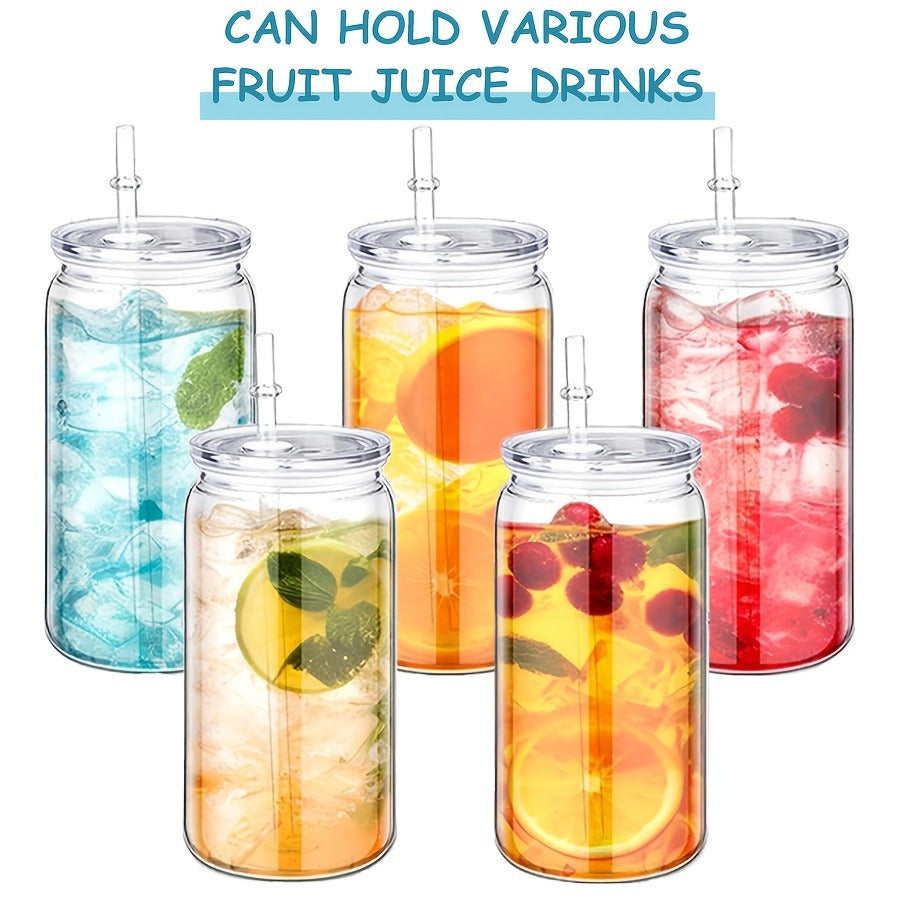 16oz Plastic Cups with Lids and Straws Bulk 25pcs Set Clear Flat Bottom Tumbler Single or Double Wall for Iced Coffee Boba Water Juice Party Favors Christmas Gifts