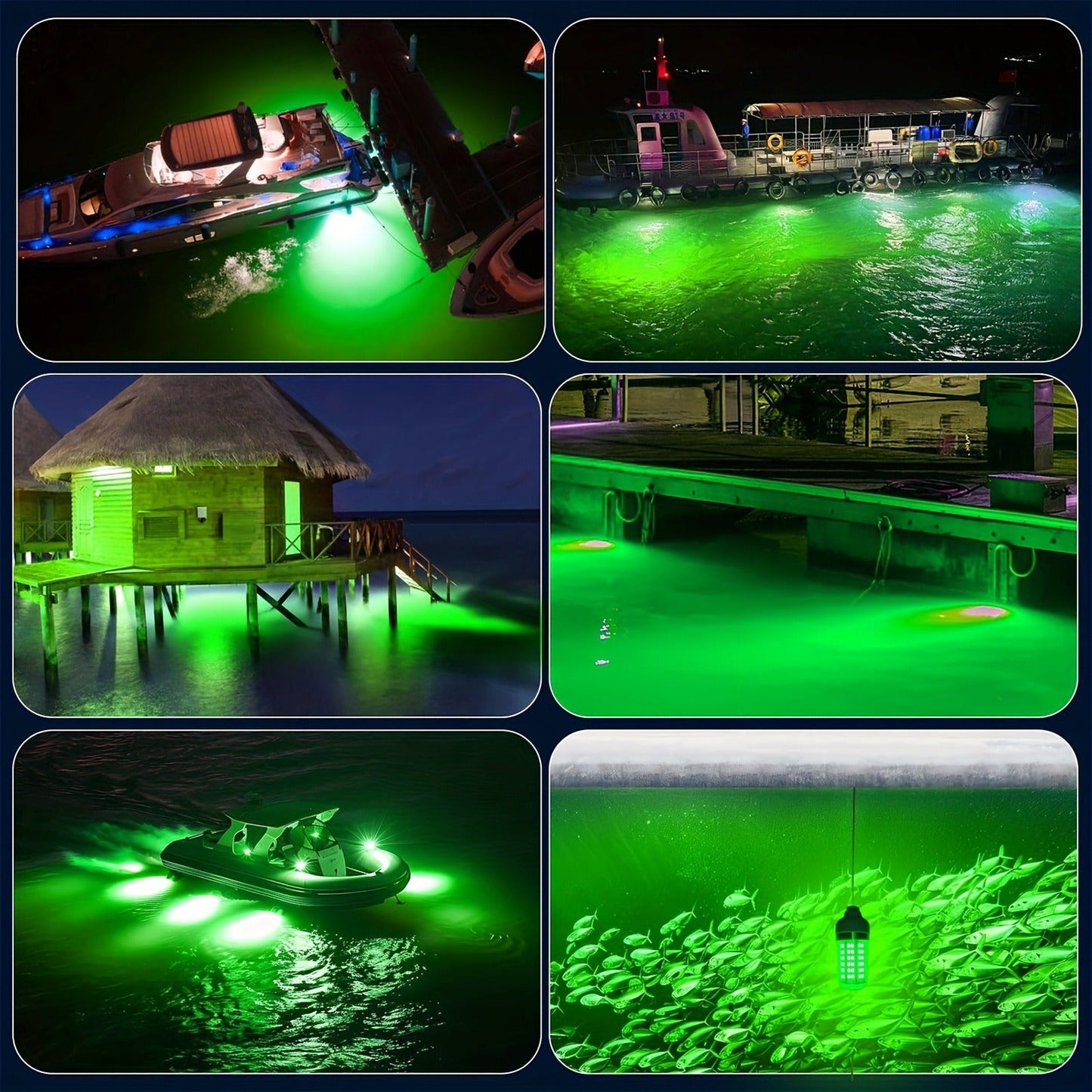 108 LED Underwater Fishing Light – IP68 Waterproof Night Fishing Lure Light with USB Connector & 16.4ft Cable, Super Bright Submersible Fish Attracting Light for Boat, Ice Fishing & Night Fishing (Green/White)