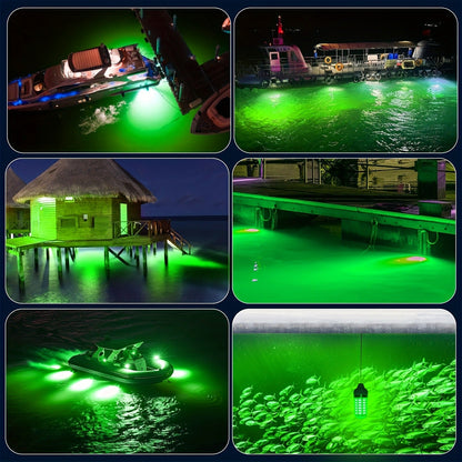 108 LED Underwater Fishing Light – IP68 Waterproof Night Fishing Lure Light with USB Connector & 16.4ft Cable, Super Bright Submersible Fish Attracting Light for Boat, Ice Fishing & Night Fishing (Green/White)