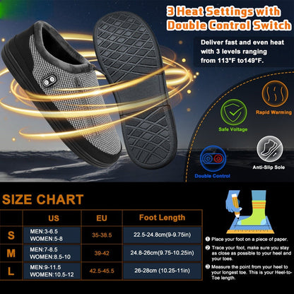 Heated Slippers for Men & Women with 5000mAh Battery - Electric Foot Warmer Shoes, Carbon Fiber Heating, 3 Heat Settings, 6-8 Hour Battery Life, Indoor Outdoor Plush House Slippers, M & L