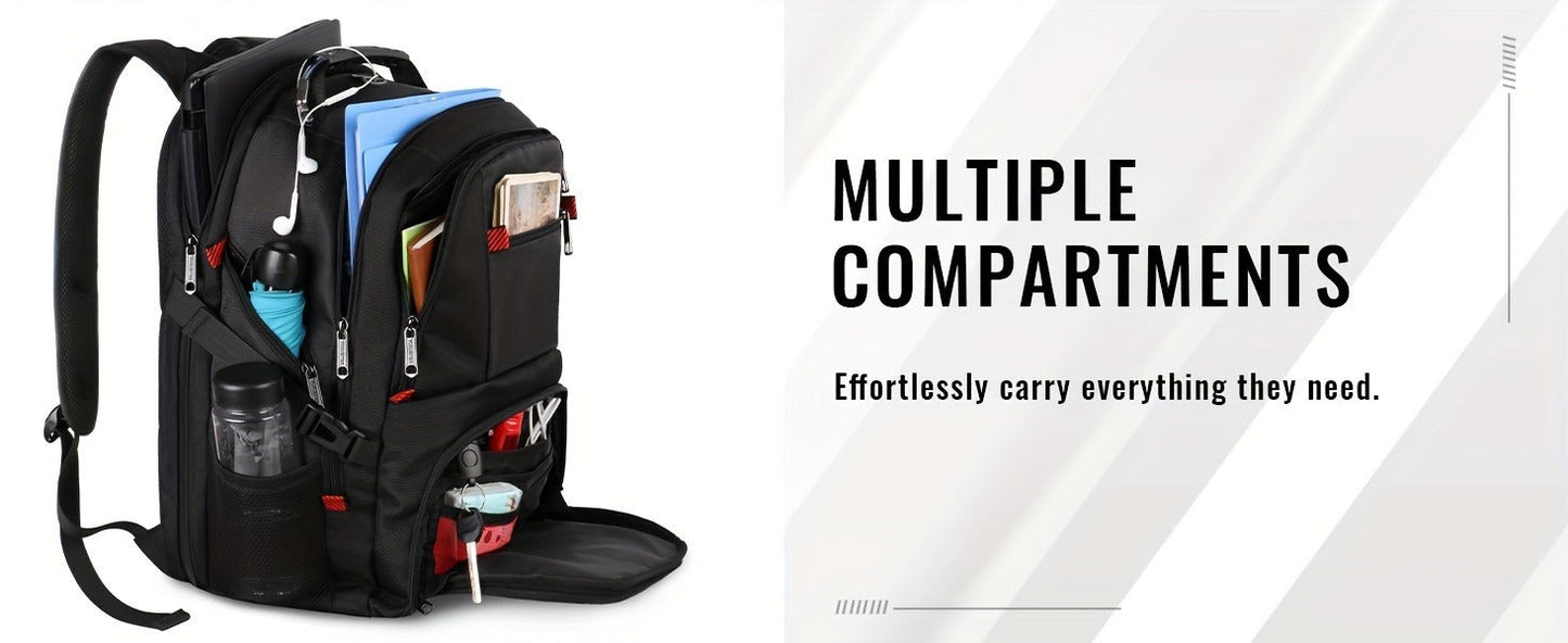 Large Laptop Backpack 50L – Fits 17 Inch Computer, Airline Approved Carry On, 3-Compartment Travel & College Backpack for Men Women | 8 Colors, Breathable Mesh Straps