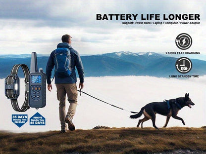 Dog Training Collar with Remote – LED Light, Beep, Vibration & Safe Shock Modes | Waterproof E-Collar for 1, 2 or 3 Dogs | Adjustable Range Remote Dog Trainer (Black & Blue)