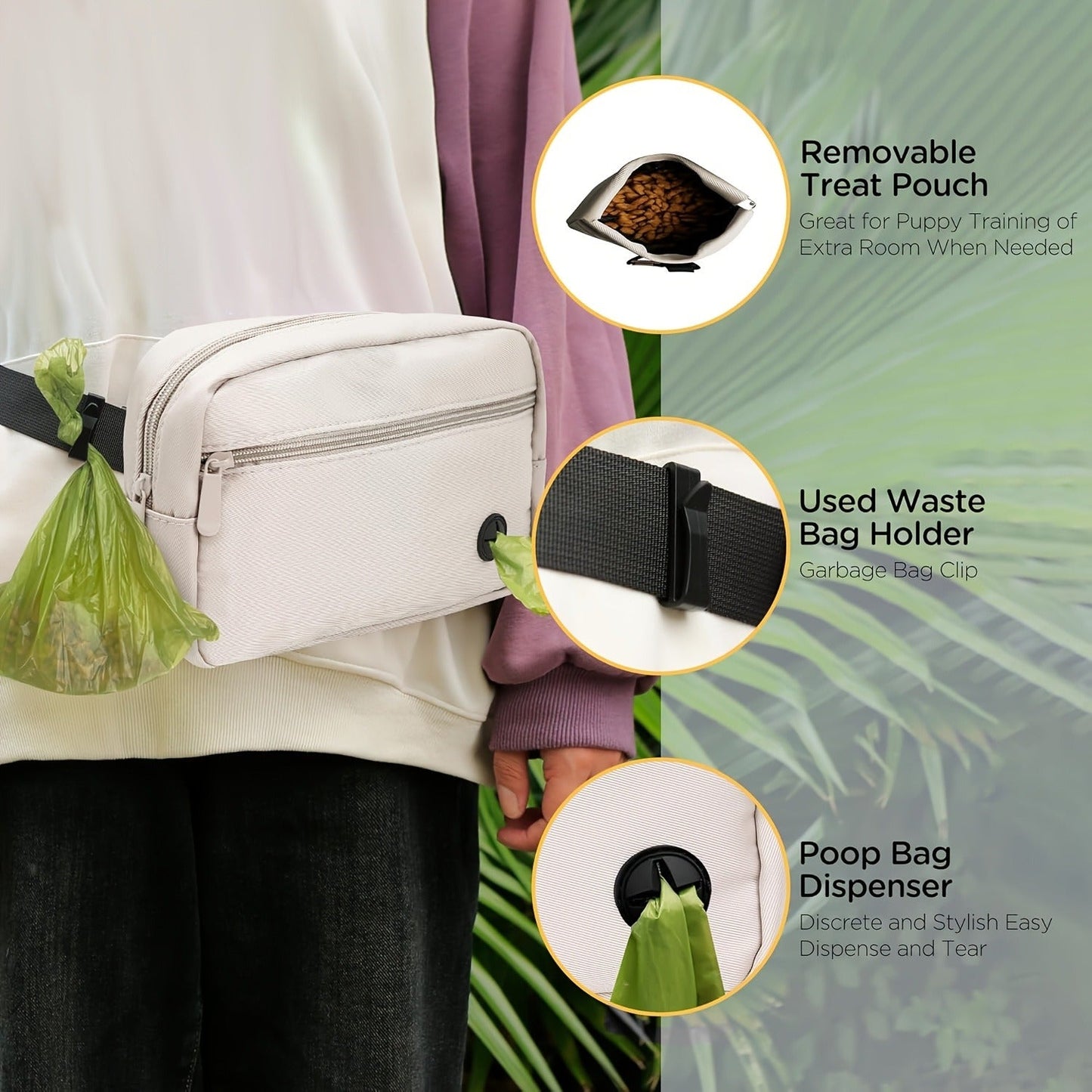 Dog Treat Pouch for Training - Waist Belt Bag with Poop Bag Dispenser, Detachable Treat Bag & Carabiner - Dog Walking Bag for Puppy Training Rewards, Fits Phone, Keys & Water Bottle