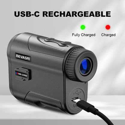 Golf Rangefinder 1000Y Slope Compensation USB-C Charging 6x Magnification Flagstick Lock Laser Distance Meter for Golf Tournament & Outdoor Sports
