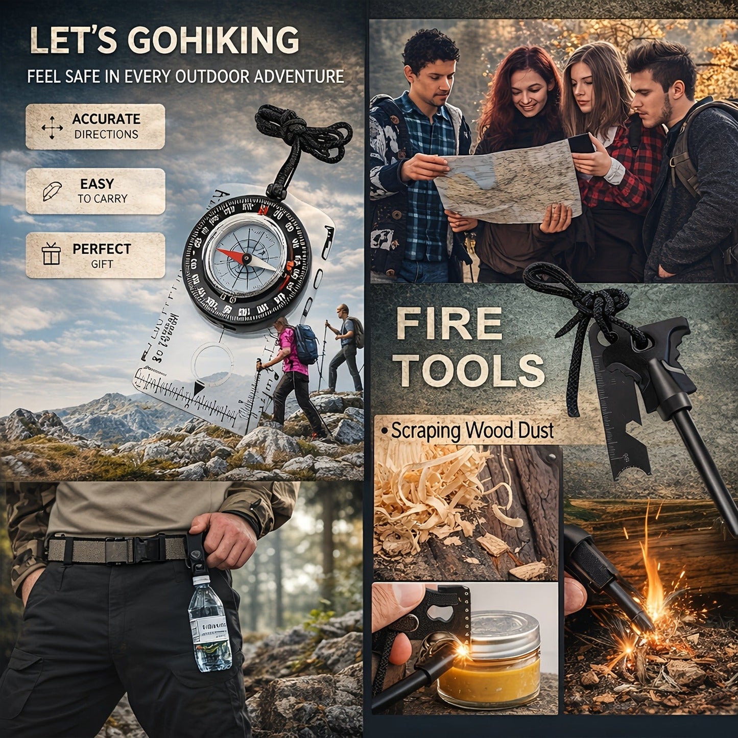 Camping Survival Kit Gift Set 19-in-1 – Emergency Survival Gear with Magnesium Fire Starter, Ideal Birthday Gift for Men, Dad, Husband, Fishing, Hunting & Outdoor Adventures