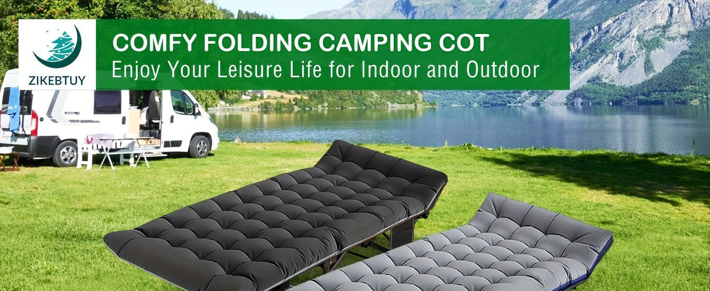 Heavy Duty Folding Camping Cot 75 Inch Portable Sleeping Bed with Carry Bag Guest Bed for Adults Outdoor Camping Hiking Home Use Gray Wine Red with Blue Mattress or Two Side Mattress