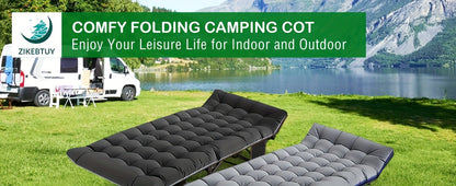 Heavy Duty Folding Camping Cot 75 Inch Portable Sleeping Bed with Carry Bag Guest Bed for Adults Outdoor Camping Hiking Home Use Gray Wine Red with Blue Mattress or Two Side Mattress