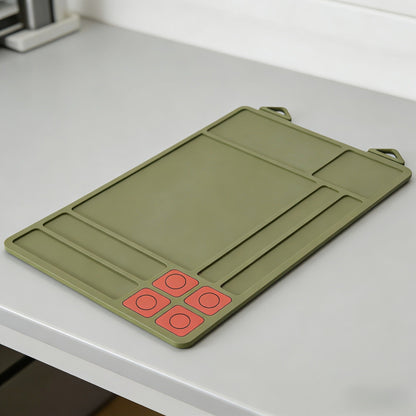 Gun Cleaning Mat with Magnetic Parts Tray – Heavy Duty Non-Slip Rubber Solvent-Resistant Pad for Pistol Rifle Handgun Maintenance, Easy-Clean Silicone Surface Gunsmith Work Mat