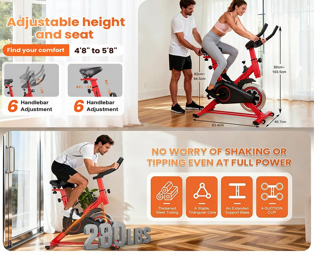 Indoor Spinning Exercise Bike – Ultra-Quiet Home Cycle