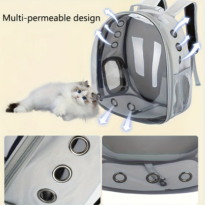 Space Capsule Pet Backpack Carrier for Cats & Small Dogs - Portable Double Shoulder Bag with Bubble Window, Breathable Lightweight Travel Backpack for Pets, Hands-Free Cat Carrier Bag, Black