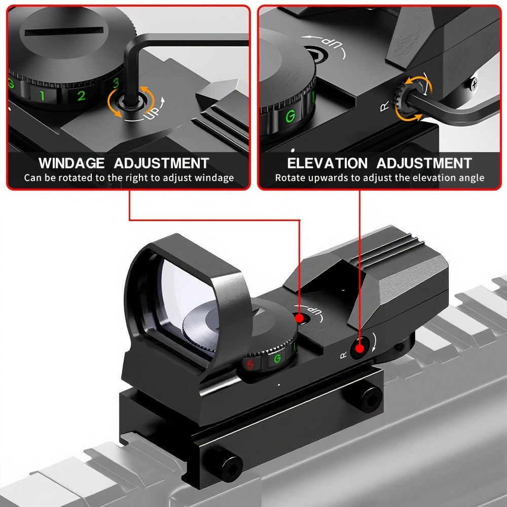 Red Green Dot Sight 33mm with 4 Reticle Modes – Dual Illuminated Rifle Scope, 1x Magnification, 1 MOA Adjustment, Parallax-Free Rail Mount Optic for Hunting, Target Shooting & Tactical Use on Rifles Shotguns Carbines