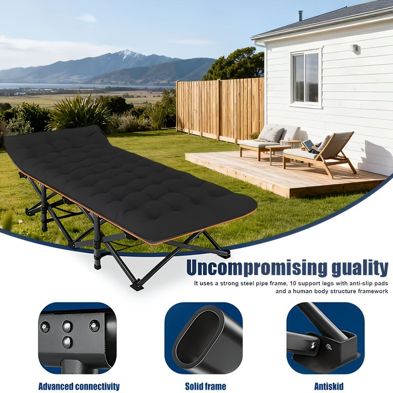 Heavy Duty Folding Bed 500 600 700 LBS Capacity Extra Large Portable Camping Cot Guest Bed with Optional Mattress Sturdy Steel Frame Flip-Up Foldable Patio Sofa Bed