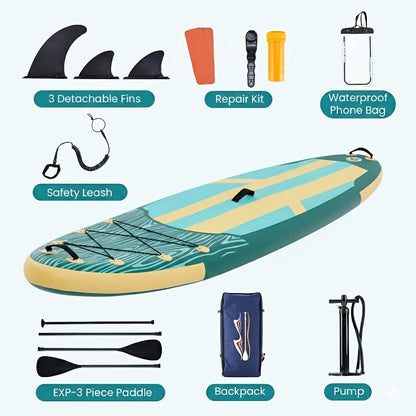 Inflatable Paddle Board SUP – Non-Slip EVA Deck, Complete Accessories Kit, Stable & Lightweight for Adults All Skill Levels