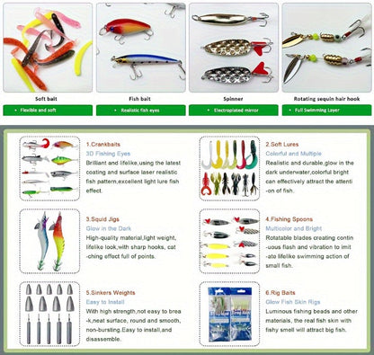 Fishing Lures Kit 346pcs with Tackle Box – Crankbaits, Minnow, Spinnerbaits, Spoons, Soft Baits, Jigs, Hooks, Weights & Sinkers, Topwater Lures for Freshwater & Saltwater Bass Fishing, Angler Gift Set