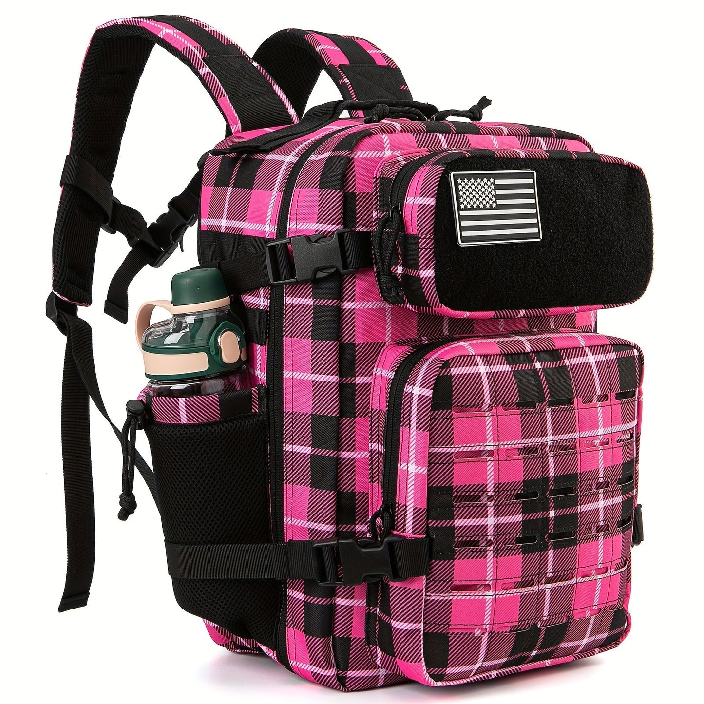 Tactical Laptop Backpack 25L MOLLE Unisex – Office & Hiking Daypack with Dual Cup Holders for Men & Women, 3-Day Bug Out Bag, Trekking & Laptop Organizer, 9 Colors: Black, Green, Pink & More