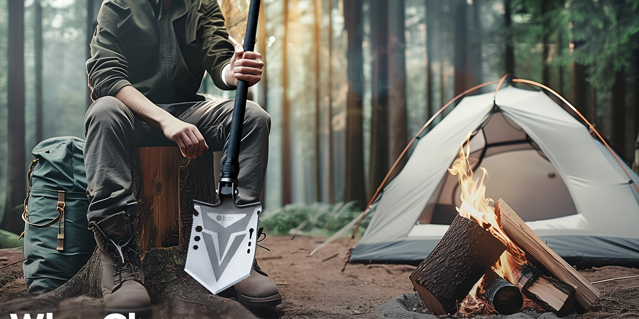 Folding Camping Shovel Axe Kit, Multifunctional Survival Tactical Shovel with Paracord, Dual Color Flashlight & Whetstone – Emergency Outdoor Gear for Camping, Hiking & Survival