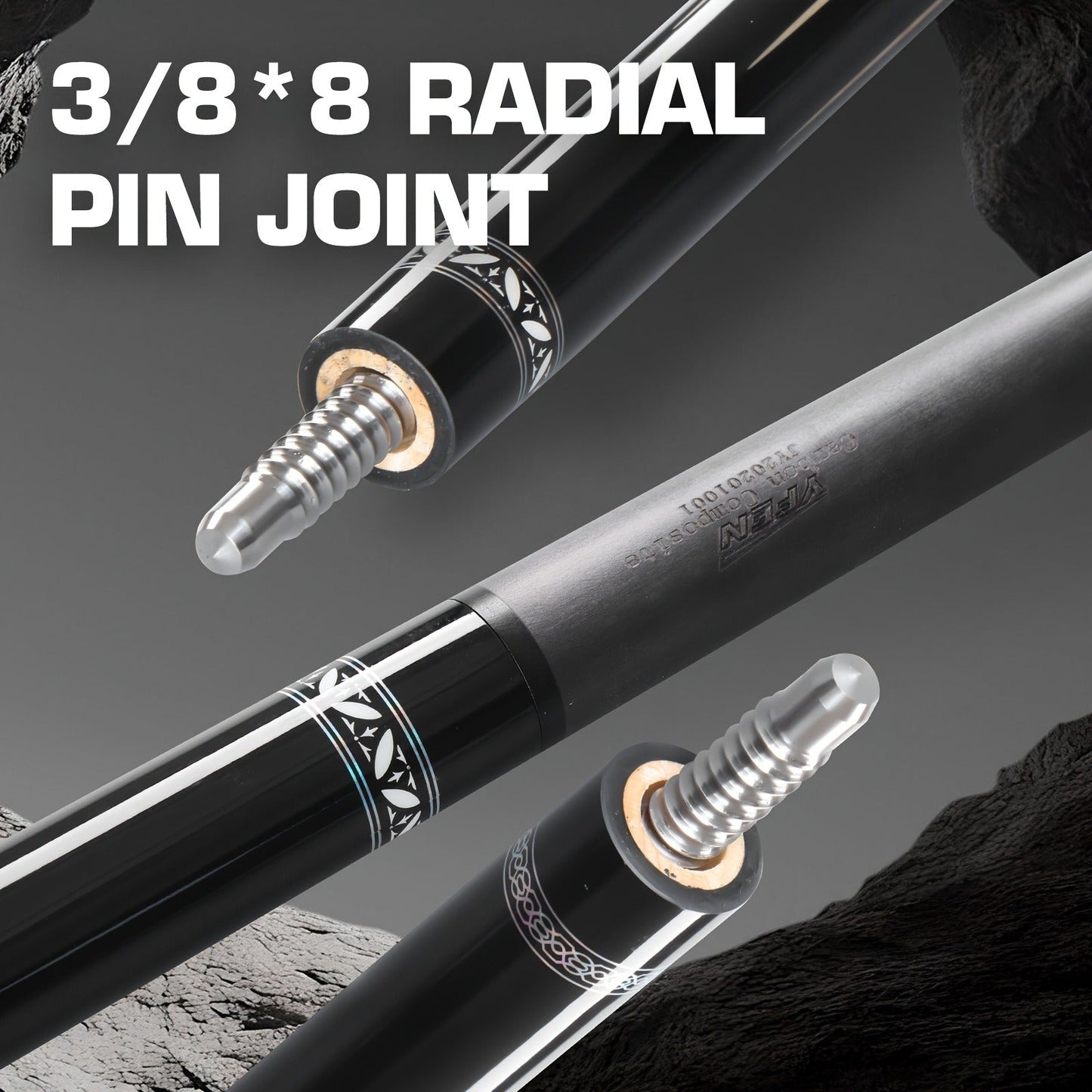 Carbon Fiber Pool Cue Stick Low Deflection Billiard Cue with 11.8mm 12.5mm Tip Pro-Taper Shaft Canadian Maple Butt Extension Compatible Professional Pool Cues for Competitive Play and Tournament Use