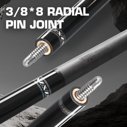 Carbon Fiber Pool Cue Stick Low Deflection Billiard Cue with 11.8mm 12.5mm Tip Pro-Taper Shaft Canadian Maple Butt Extension Compatible Professional Pool Cues for Competitive Play and Tournament Use