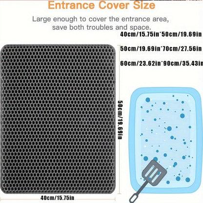 Cat Litter Mat Honeycomb Double Layer - Waterproof Urine-Proof Washable Litter Trapping Mat, Reduces Scatter & Easy to Clean, 2 Sizes & 3 Colors for Indoor Cats
