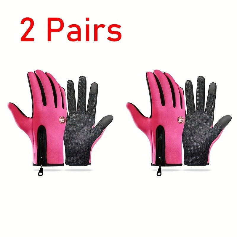 Thermal Touchscreen Gloves for Men & Women – Windproof Full-Finger Winter Gloves | Polyamide Warm Anti-Slip Outdoor Gloves | Available in 1 Pair or 3-Pack | S M L XL | Black Pink Blue