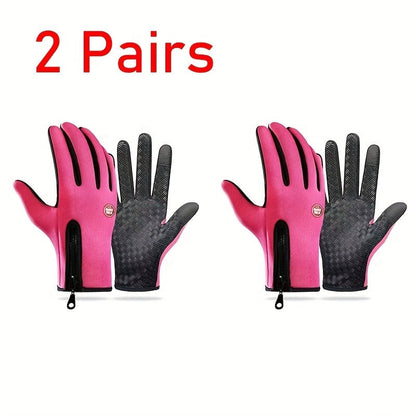 Thermal Touchscreen Gloves for Men & Women – Windproof Full-Finger Winter Gloves | Polyamide Warm Anti-Slip Outdoor Gloves | Available in 1 Pair or 3-Pack | S M L XL | Black Pink Blue