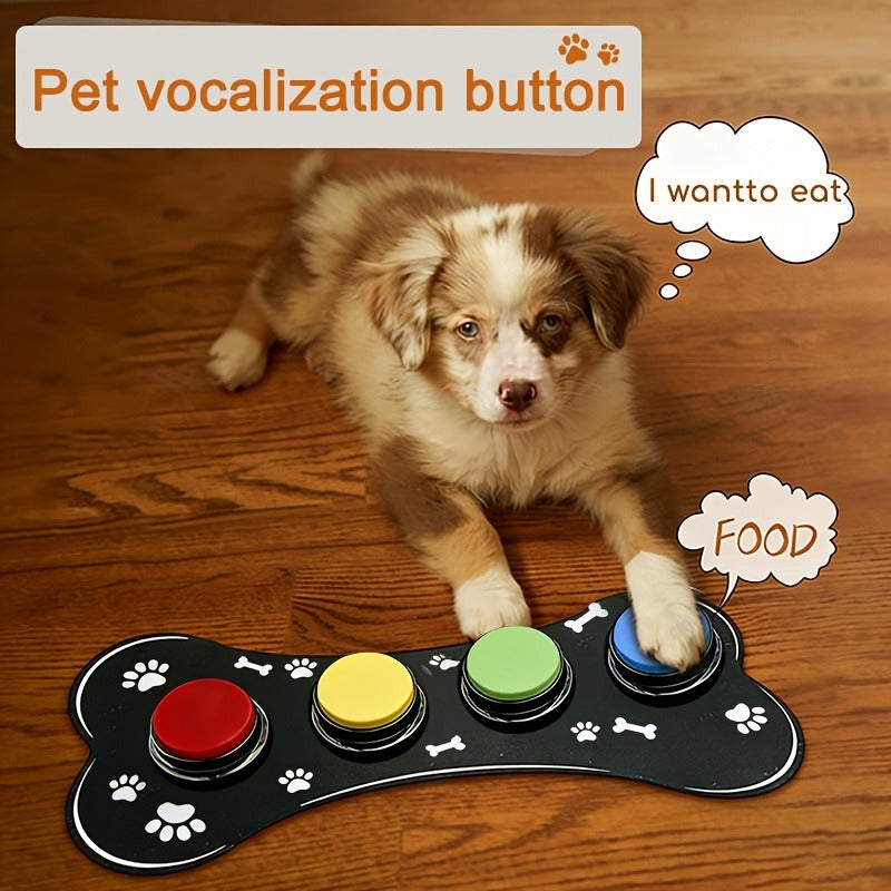 Dog Communication Buttons for Talking - Pet Training Buttons with Mat, Recordable Dog Talking Button Set, Durable Easy-Clean, No Battery Required