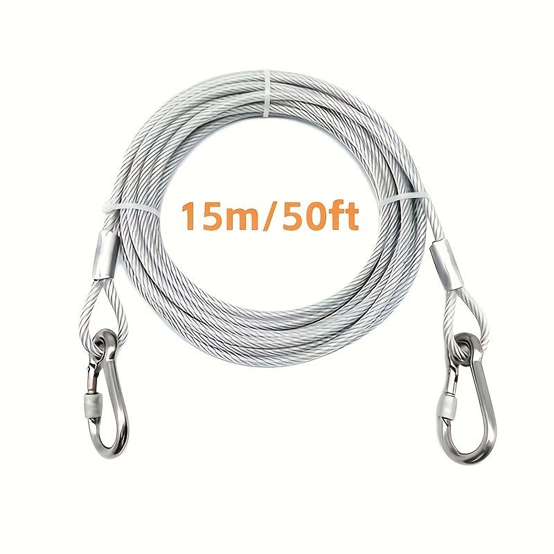Stainless Steel Dog Leash Reflective Rust-Resistant Heavy Duty Cable Tie-Out for Medium Large Dogs Outdoor Yard Camping 3XL 4XL Multiple Lengths Silvery Grey