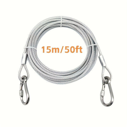 Stainless Steel Dog Leash Reflective Rust-Resistant Heavy Duty Cable Tie-Out for Medium Large Dogs Outdoor Yard Camping 3XL 4XL Multiple Lengths Silvery Grey