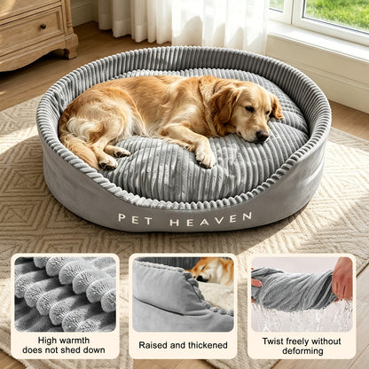 Furry Round Pet Bed for Dogs & Cats - Soft Warm Washable Dog Bed with Anti-Slip Base, Foldable Breathable Plush Cat Bed Mattress for Small Medium Large Pets, Indoor Dog Cage Pad, Sizes M-XXL