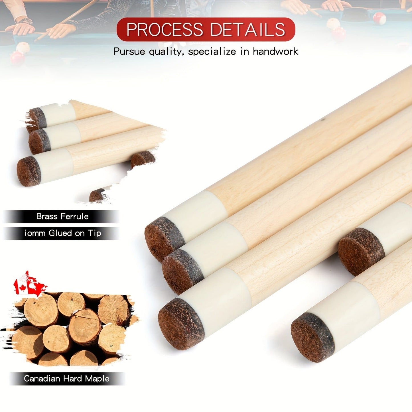 58 Inch Maple Pool Cue Stick 20oz – Professional Billiard Cue with Smooth Finish, 3 Style Options, Great Gift for Men, Dad & Beginners