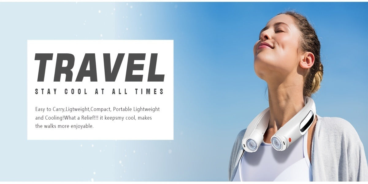 Portable Neck Fan Hands-Free Wearable Personal Fan – 3000mAh USB Rechargeable, 6 Adjustable Speeds, 5-Blade Quiet Cooling Fan for Home, Office, Outdoor & Travel, ABS Material, Push Button Control