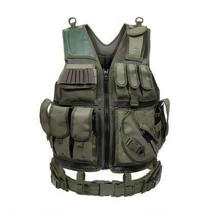 Tactical Fishing Vest with Quick Release – Lightweight Breathable Multi-Pocket Outdoor Vest for Men Camping Hiking Hunting Training – Available in Black Khaki Army Green