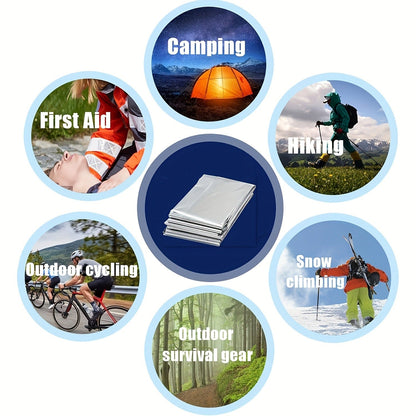 Emergency Mylar Thermal Blanket 52"x82" Reflective Foil Survival Blanket for Camping Hiking Outdoor First Aid Kit Weather Protection Ground Cover