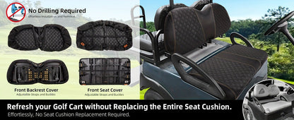 Golf Cart Seat Covers for Club Car Precedent Front Seat 1680D Oxford Cloth No Drilling Required Breathable Washable Air Dry Soft Protective Seat Kit