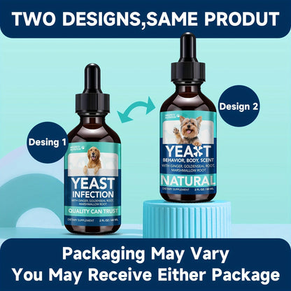 Yeast Supplement Drops for Dogs & Cats – No Odor Formula with Pau D’Arco Bark & Goldenseal Herb Liquid Extract | Easy-to-Use Pet Antifungal Support, 2 Fl Oz (60ml)