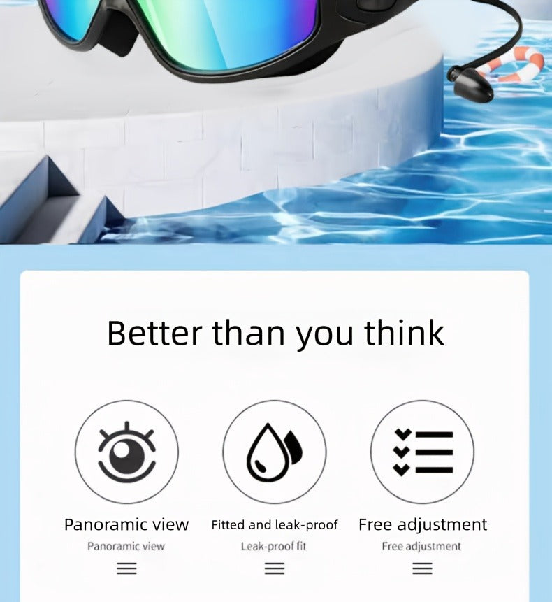 Anti-Fog Swimming Goggles Set – UV Protection, Earplugs & Nose Clip