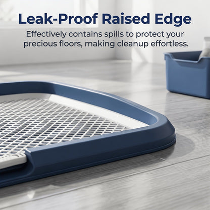 Indoor Dog Potty Tray with Removable Grating - Leak-Proof Puppy Training Toilet, Washable Pee Pad Holder for Apartments, Easy Clean Dog Bathroom, 7 Colors, Small & Large Sizes