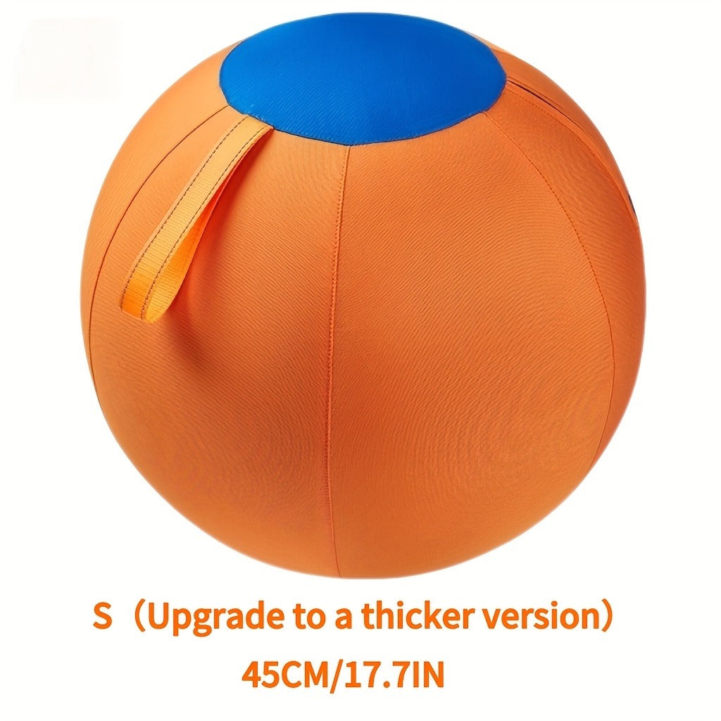 Horse Training Ball 21.7" Anti-Burst Silicone Grazing Ball with Cover & Hanging Belt for Horses Goats Dogs, Large Stable Toy Boredom Buster Ball for Equine Play & Exercise, Blue & Orange
