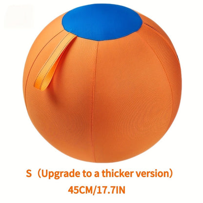Horse Training Ball 21.7" Anti-Burst Silicone Grazing Ball with Cover & Hanging Belt for Horses Goats Dogs, Large Stable Toy Boredom Buster Ball for Equine Play & Exercise, Blue & Orange