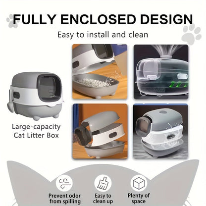 Enclosed Cat Litter Box with Odor Control - Foldable Top Entry Design, Splash-Proof Walls, Compact Size for Small Spaces, Suitable for Kittens and Adult Cats