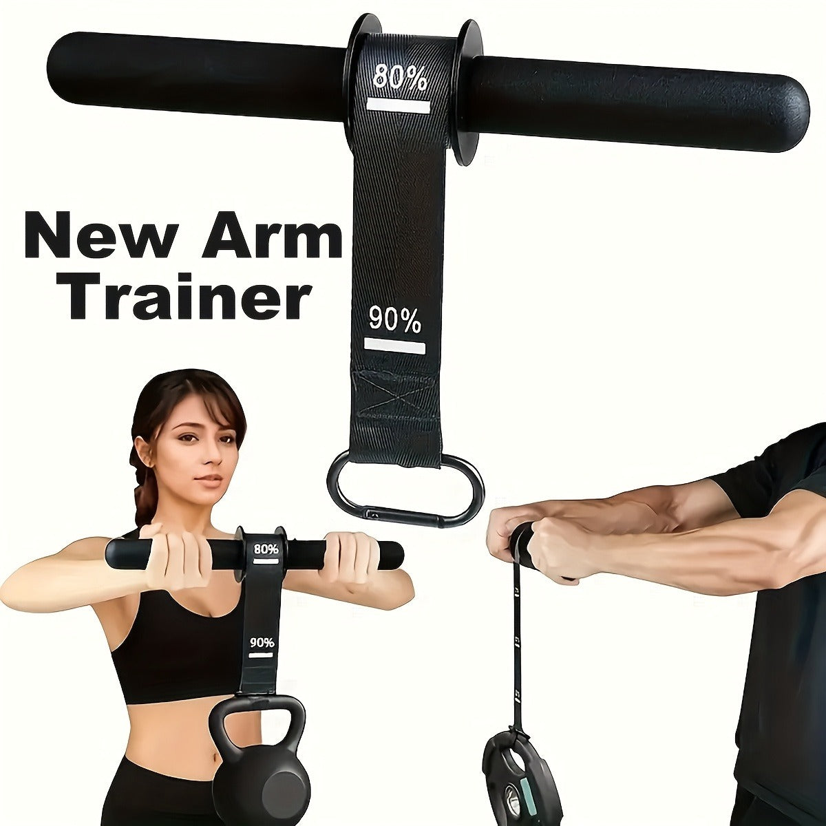 Arm Strength Trainer U-Shaped Spring Resistance Bar – Portable Home Gym Chest Expander & Forearm Strengthener with 2-Level Adjustable Resistance Bands, Detachable Design & Comfortable Grip | 3 Colors